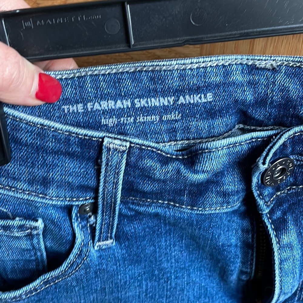 Farrah High rise skinny blue jeans with ankle slots in med blue wash - Picture 3 of 6